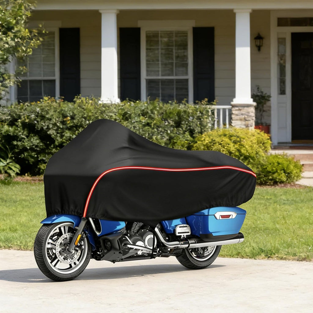 Motorcycle Half Cover Waterproof Windproof Outdoor Dustproof for Touring Models Road King Street Glide Road Glide and More, with Reflective Strip, Black