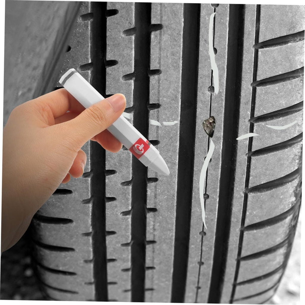 PRETYZOOM Tire Marking Pen, 3.93 in White Wax Chalk Marker for High-Visibility Temporary Tire Spot Identification & Quick Repair, for Car, Motorcycle & Bicycle Maintenance