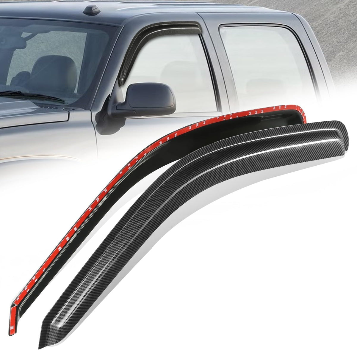 Auto Dynasty 2Pcs Carbon Fiber Pattern Window Visors Compatible