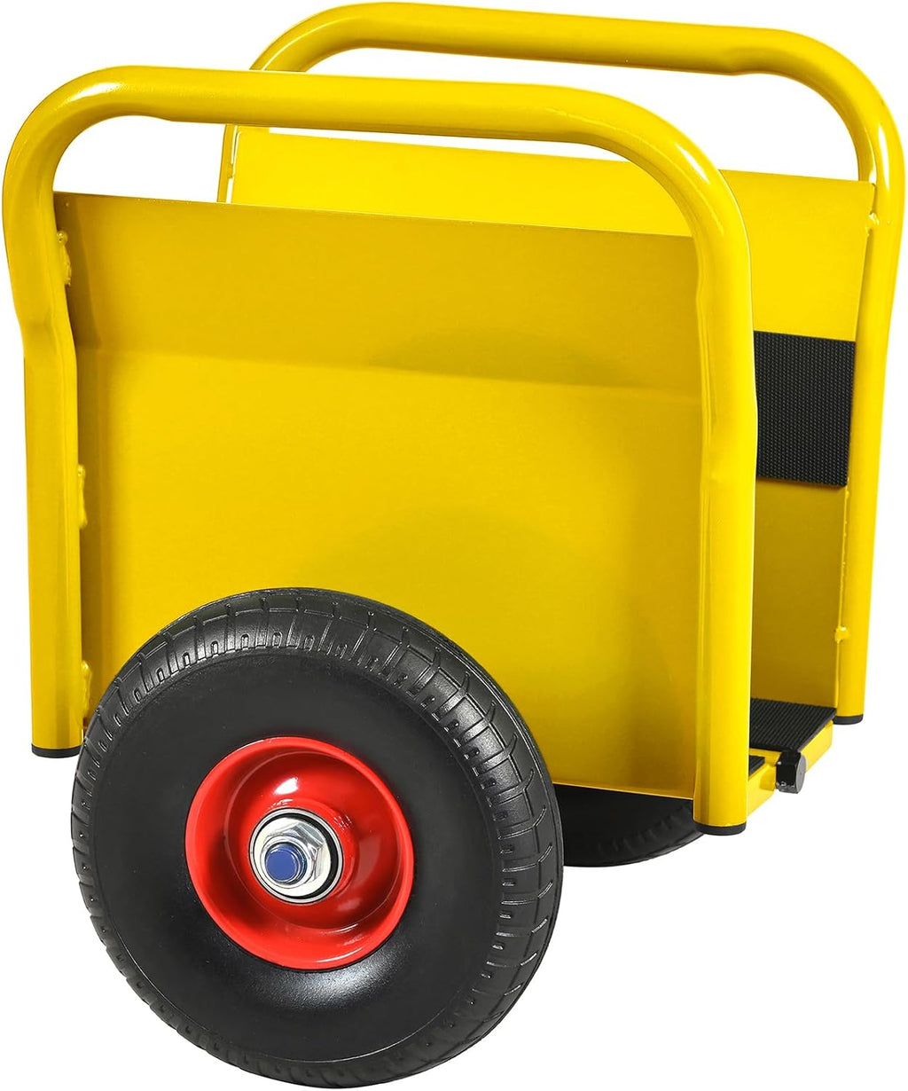 Heavy Duty Panel Dolly, Slab Dolly, Two Nice Handles, 10" Solid Rubber Tires, Super Weight 1000 LBS, All-Terrain Movement for Heavy Drywall Sheet & Door Material (Red) (Yellow)