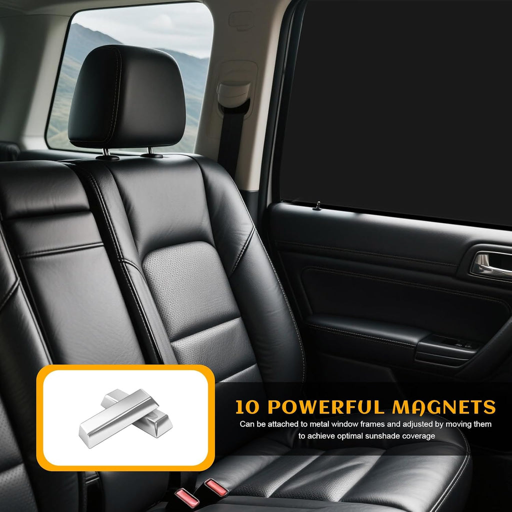 4 PCS Magnetic Car Window Shades, Full Blackout Auto Privacy Shade for Strong-Light Blocking & UV Protection, Vehicle Side Window Cover for Camping Napping Breastfeeding (Black)
