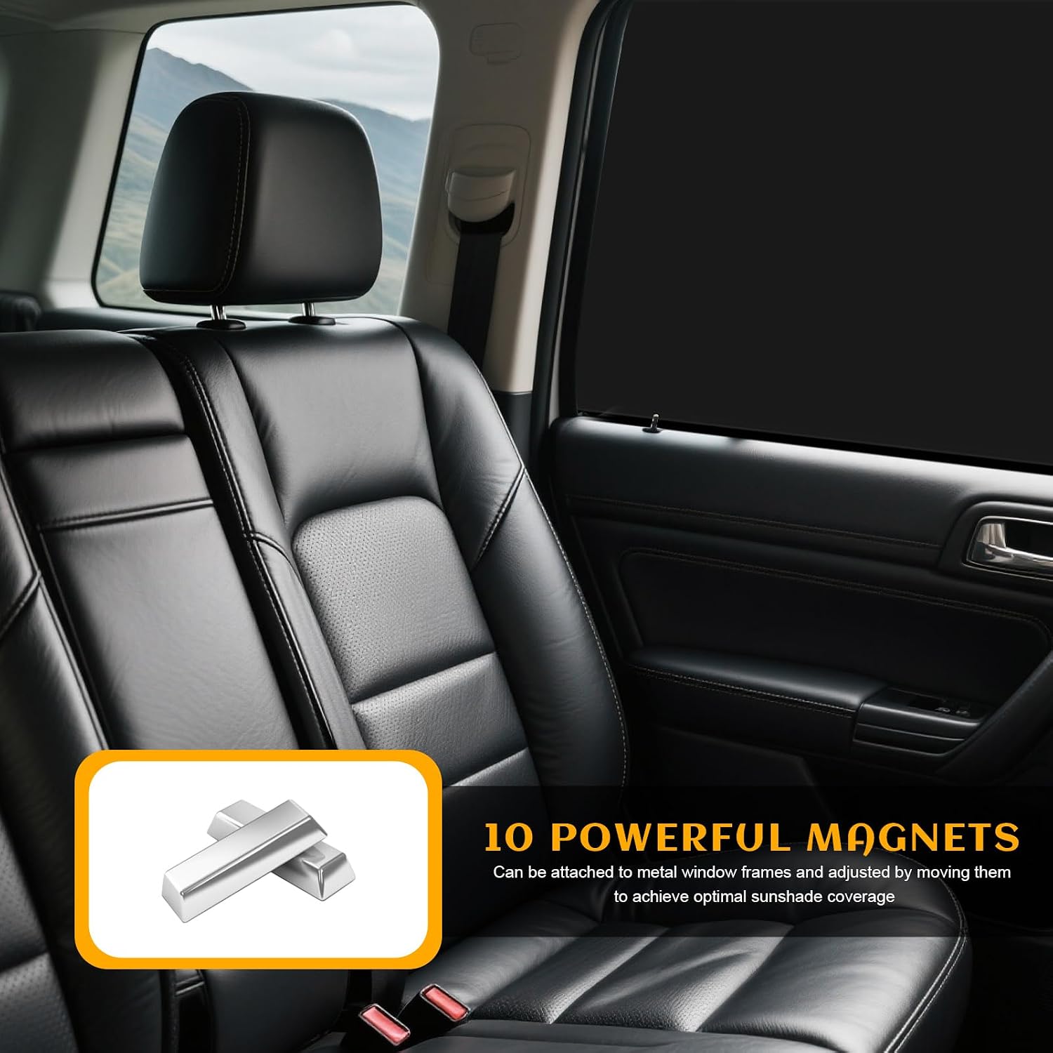 4 PCS Magnetic Car Window Shades, Full Blackout Auto Privacy Shade for Strong-Light Blocking & UV Protection, Vehicle Side Window Cover for Camping Napping Breastfeeding (Black)
