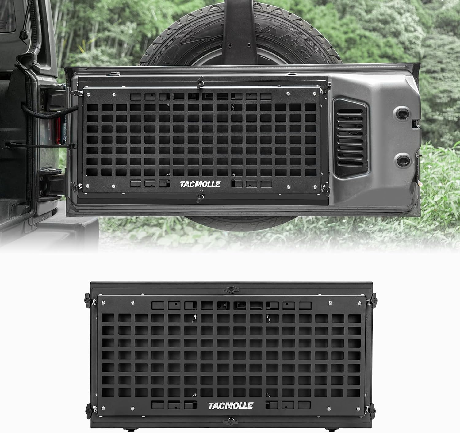 Tailgate Table, MOLLE Panel for Jeep Wrangler JK JL 2007–2025 | Double Layer Foldable Cargo Rack, Tool Storage, Tactical Modular Storage for MOLLE Accessories