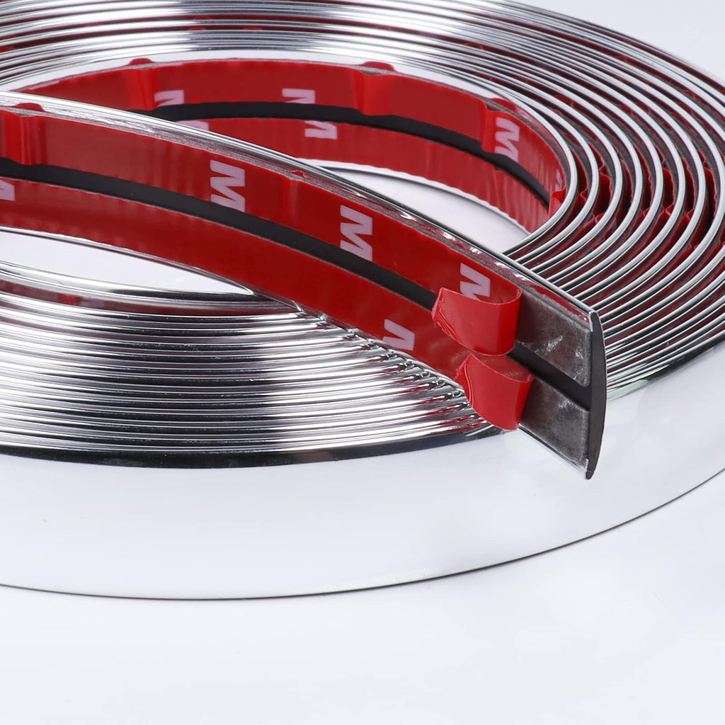 25Ft Automotive Chrome Trim Molding 1"(25mm) Heavy Duty Car Side Moldings UV-Protected Scratch-Proof for All Vehicles Body Door Window Bumper Self Adhesive