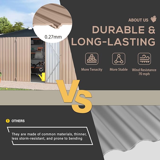 U-MAX Storage Shed 14x12 Outdoor Shed, Large Metal Outside Storage Garden Sheds - Image 4