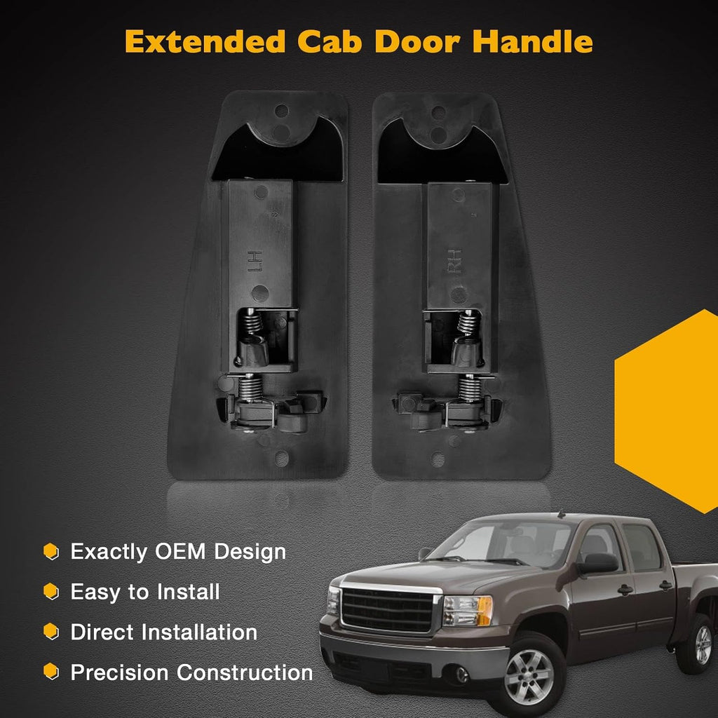 Gledewen Extended Cab Door Handle Rear Left Driver and Right Passgenger Side | for 1999-2007 Chevy Silverado GMC Sierra 1500 2500 3500 | Replaces# 15758171, 15758172