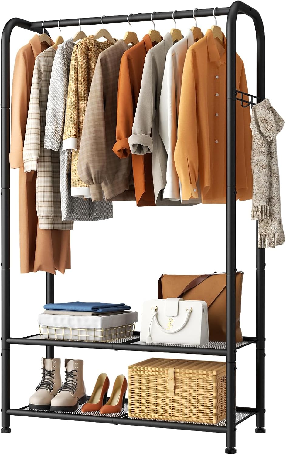 singaye wardrobe standing closet clothing rack with shelf, main product view