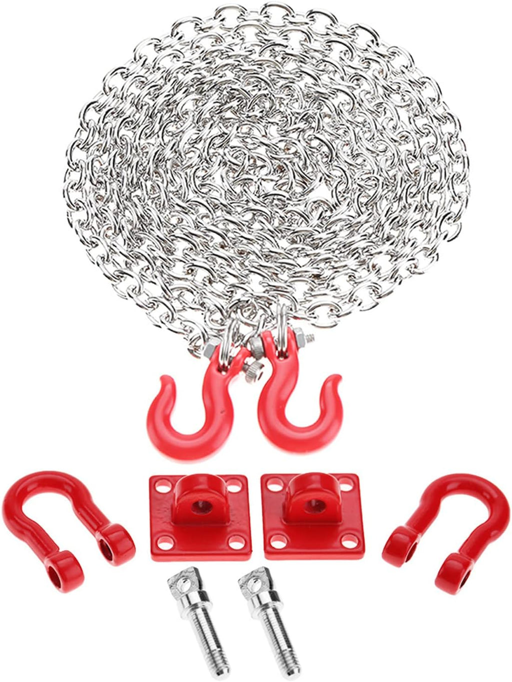 RC Tow Hook Chain, Metal Lightweight Durable, with U Shaped Pull and Buckle Components, for 1/10 Scale RC Crawler Car Hsp