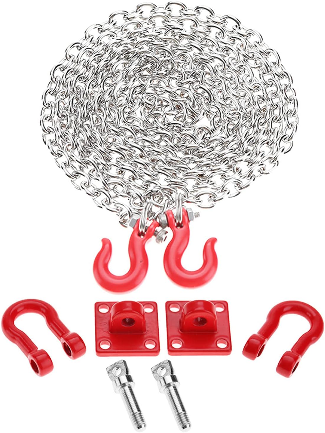 RC Tow Hook Chain, Metal Lightweight Durable, with U Shaped Pull and Buckle Components, for 1/10 Scale RC Crawler Car Hsp
