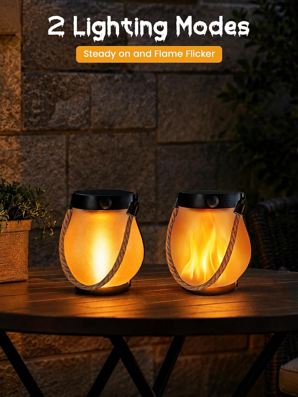4 Pack Solar Lanterns Outdoor Waterproof Hanging Flame Halloween Lights