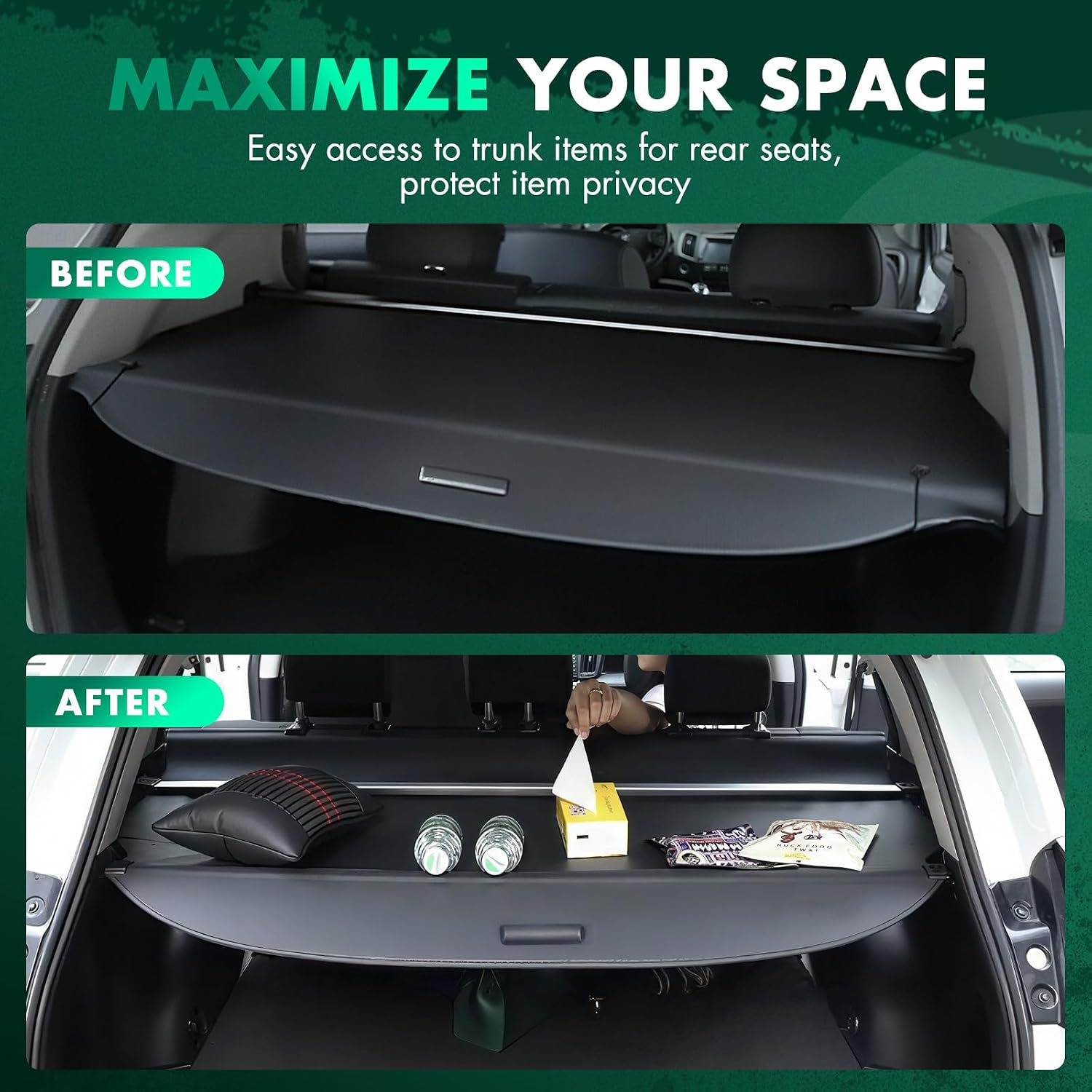 SCITOO Cargo Cover Shade 2018-2024 for Volvo V60 Accessories Retractable Trunk Shielding Shade Cargo Anti-Peeping Luggage Tonneau Cover Privacy Screen
