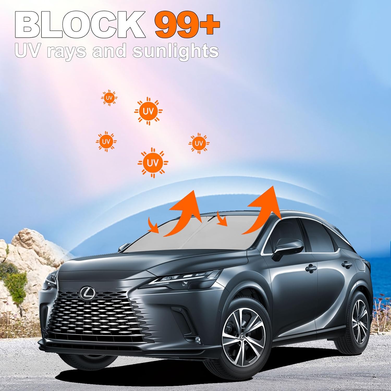 Car Windshield Sun Shade for Lexus RX 2016-2022 Accessories Lexus RX350 300 450 Sunshade Window Sun Visor Protector Foldable Blocks UV Rays Keep Your Car Cool