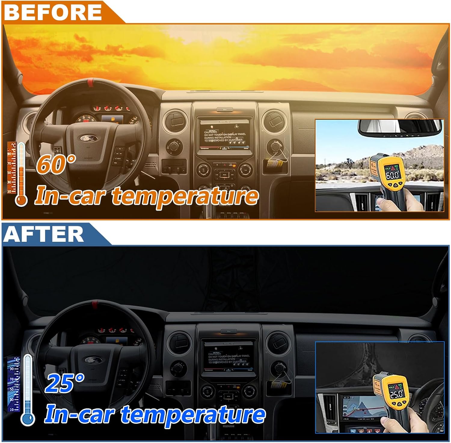 Front Windshield Sunshade Foldable Sunshade Protector Compatible with Ford F150 2009-2014 Accessories, 240T Window Shade Sun Visor Protector Blocks UV Rays Keep Your Car Cooler