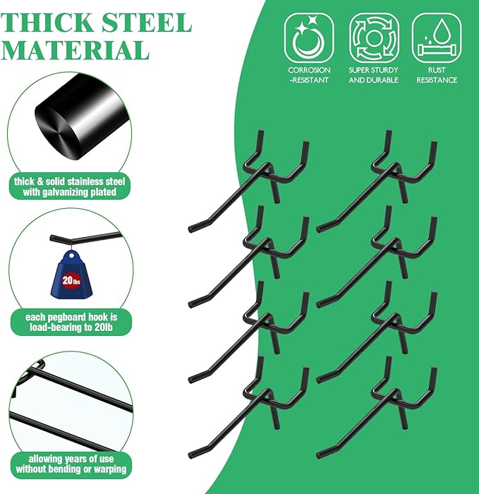 50Pcs 2"/5CM Pegboard Hooks Assortment Set, Metal Peg Board Hooks - Image 3