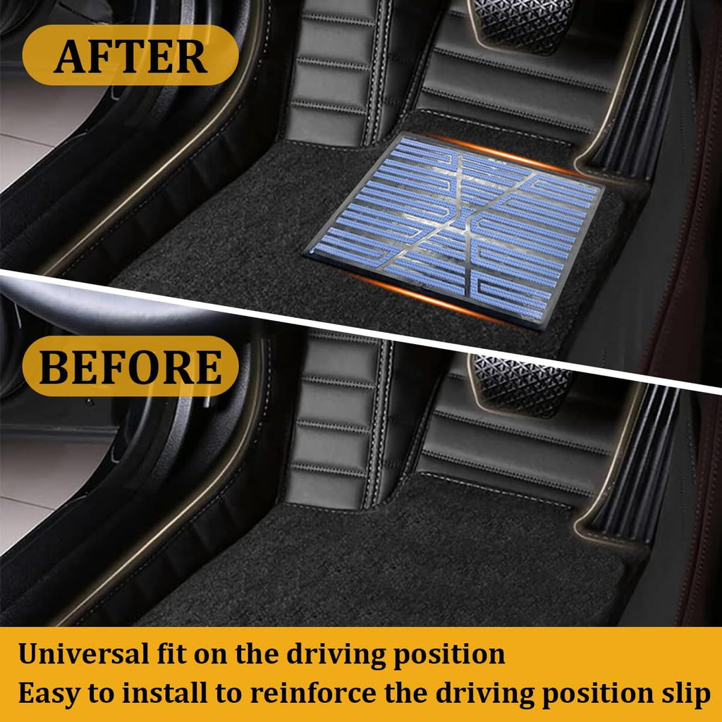 Car Floor Mat Plate, Anti-Slip Vehicle Floor Foot Rest Carpet Repair Patch with Screws, Anti-Skid Automotive Patches Heel Scuff Plate Pedal Pad, Universal for Most Vehicles (Blue)