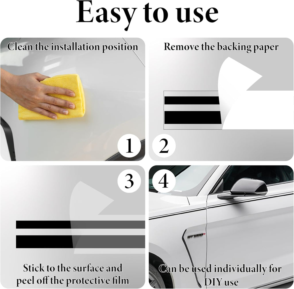 Car Pinstriping Tape, Car Vinyl Tape Stripe Decal, Auto Striping Tape Emblems Trim,Car Body Side Stripe, Universal Car Decoration Accessories for Auto Home Door Instrument 2 Rolls×32 Ft (Black)