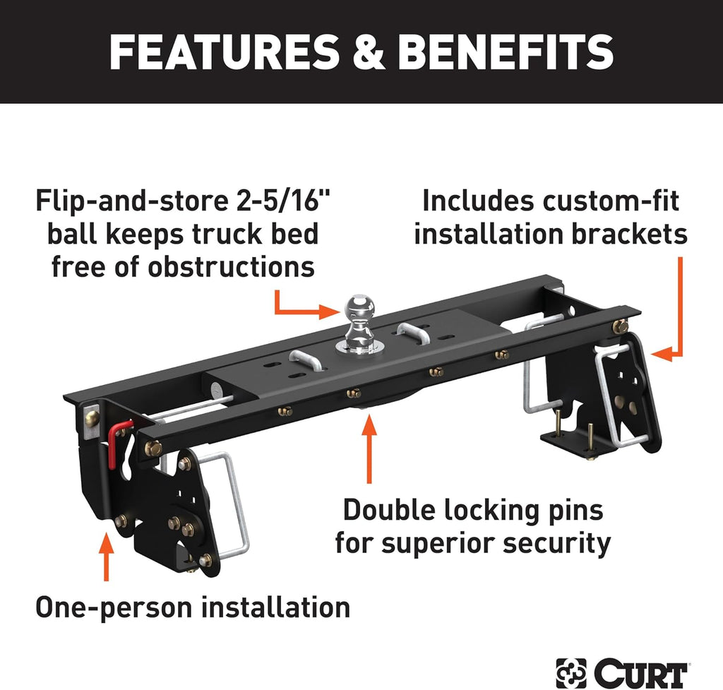 Double Lock EZr Gooseneck Hitch Kit with Brackets, Compatible with Select 2500, 3500