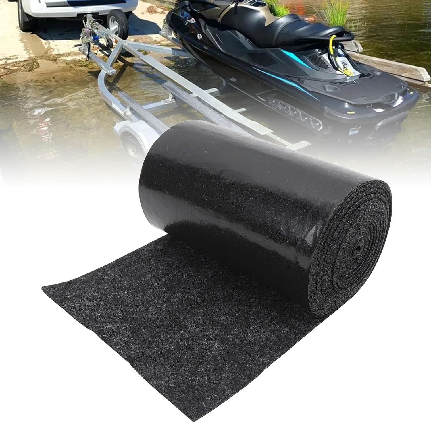 Boat Trailer Bunk Carpet, Marine Bunk Padding, Double Layer Polyester Shock Absorption Wear Bunk Carpet for Boat Trailer Rails and Docks