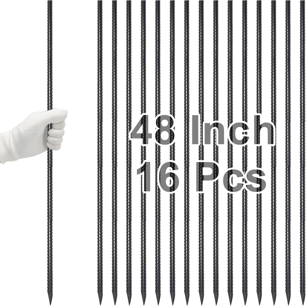VVOKGO Rebar Stakes 48 Inch 16-Pack Concrete Form Stakes Heavy Duty Straight