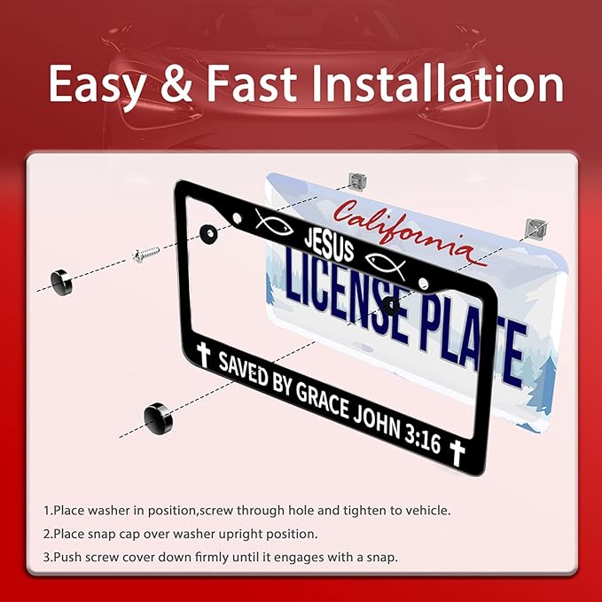 John 3:16 Jesus License Plate Frames Round Hole Personalise License Plate Frame - Image 5