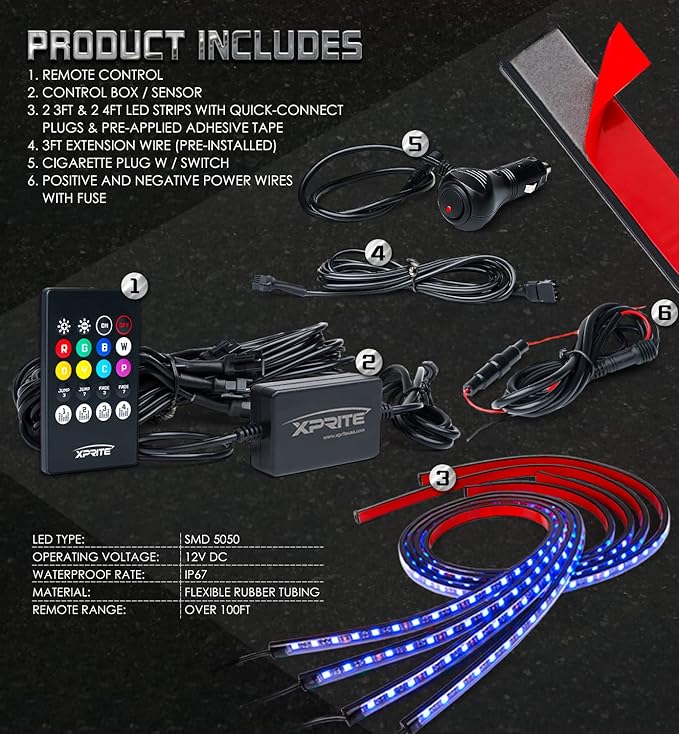 Xprite Car Underglow Neon Accent Strip Lights, Exterior Car Lights Underbody - Image 7