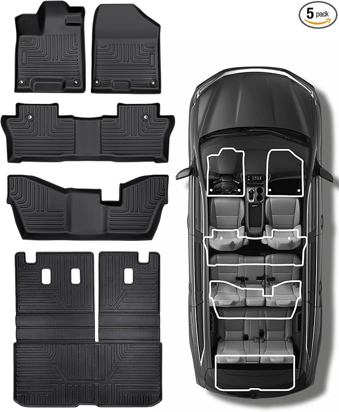 Car Floor Mats for Honda Pilot 2016-2022 8 Seats, Accessories for Honda Pilot by COTAZA