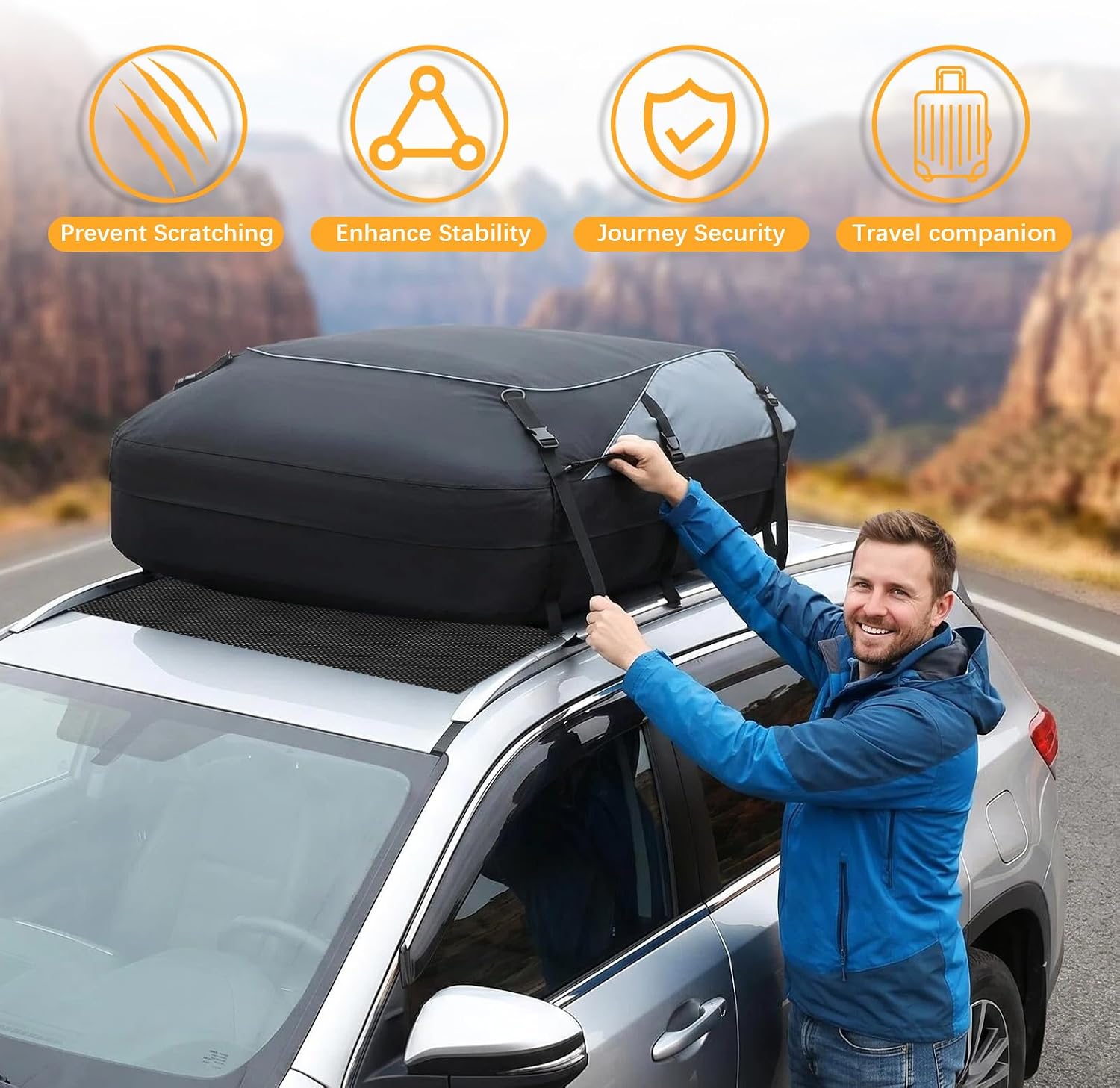 20 Cuft Rooftop Cargo Carrier,Soft Shell Roof Box with Lock,Straps&Storage Bag
