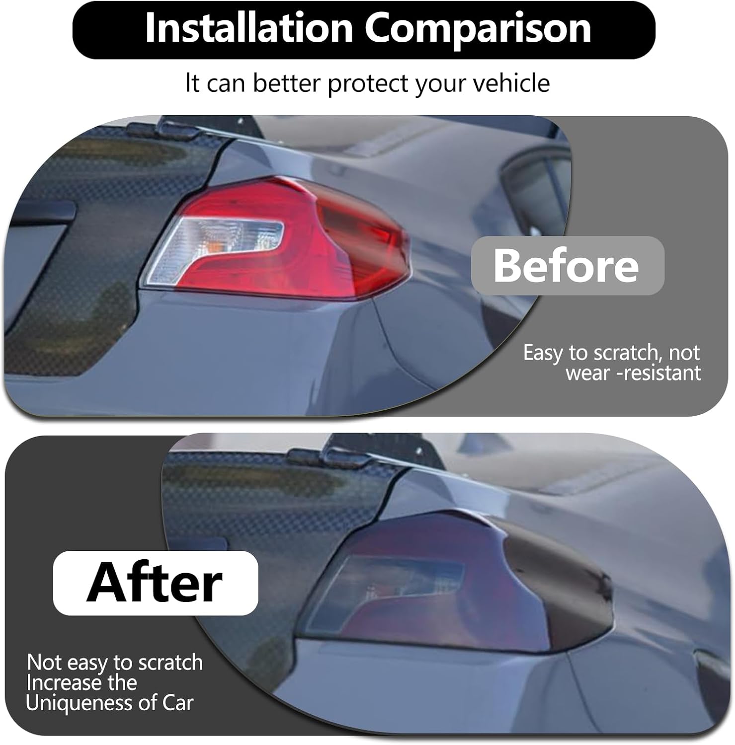 HAPPYHORSE Car Rear Tail Light Cover Trim Compatible with Subaru WRX/STI 2015-2021 ，ABS Smoked Taillight Shell Trim Cover，Rear Tail lamp Protection Cover Decorative Accessories
