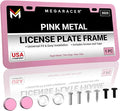 Premium Princess Pink License Plate Frame – 1 Pack, Rust-Free Stainless Steel by MegaRacer