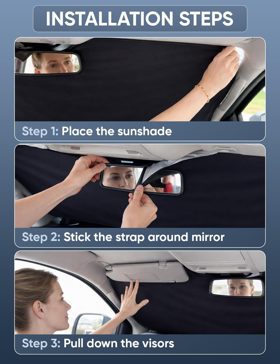 Autovir Windshield Sun Shade Fit for 2013-2017 2018 2019 Ford Escape Sunshade, Front Car Window Shades Sun Visor, Blocks UV Rays & Heat, Car Accessories