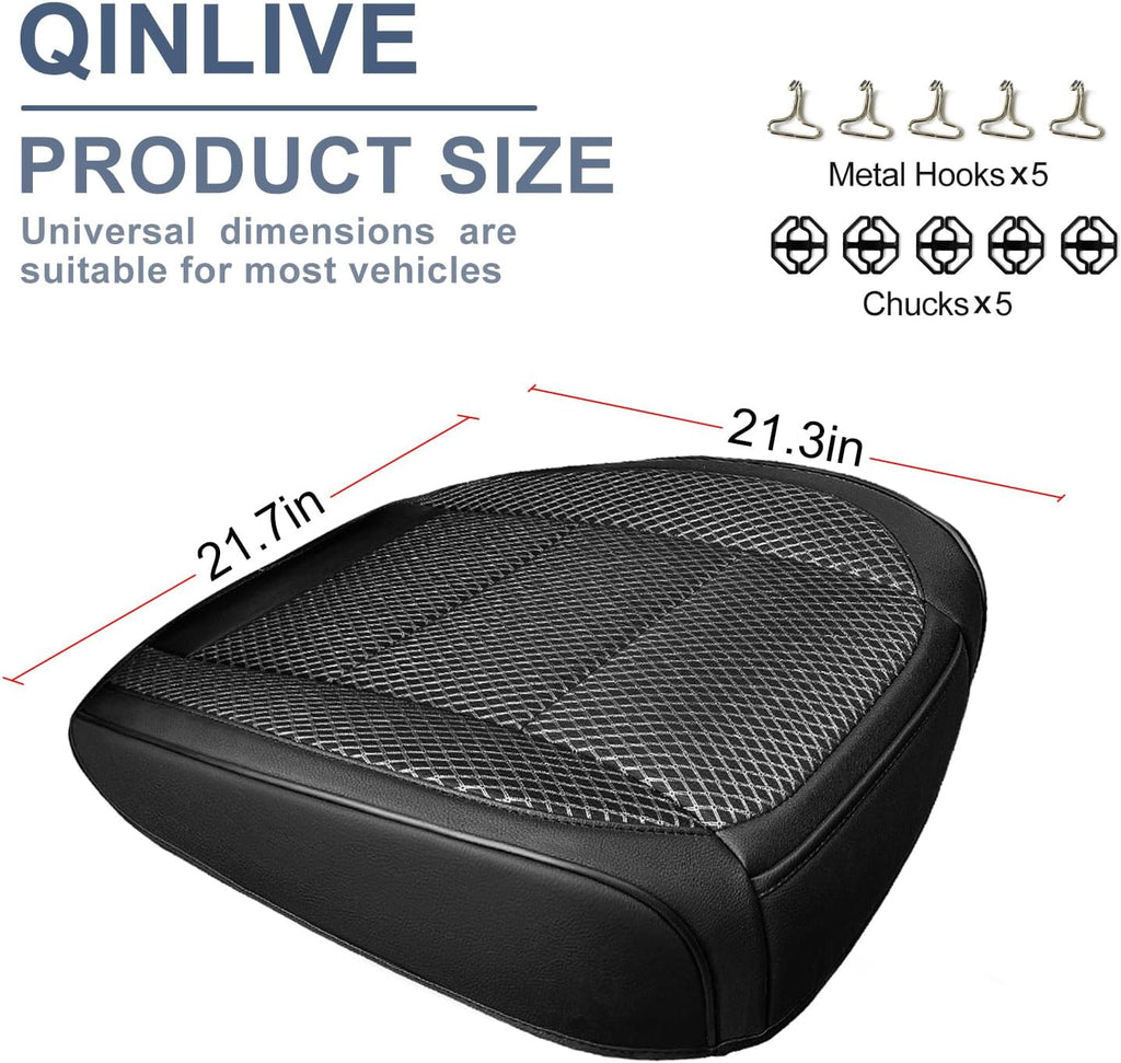 black ventilated bottom car seat cover shown in use