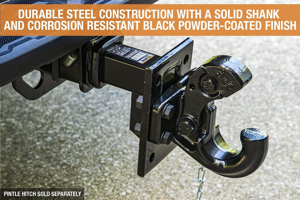 Buyers Products PM87 Pintle Hook Mount, 3 Position Adjustable Trailer Hitch Receiver for 2 Inch Trucks, Heavy‑Duty Tow Hitch Plate, 14,000 lb MGTW, 2,800 lb MVL, Powder‑Coated Steel