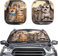 Funny Cat Driver Printed Windshield Sun Shade 2-Piece Foldable Front Window Sunshades Sun Visor Protector Blocks UV Rays Keeps Car Cool
