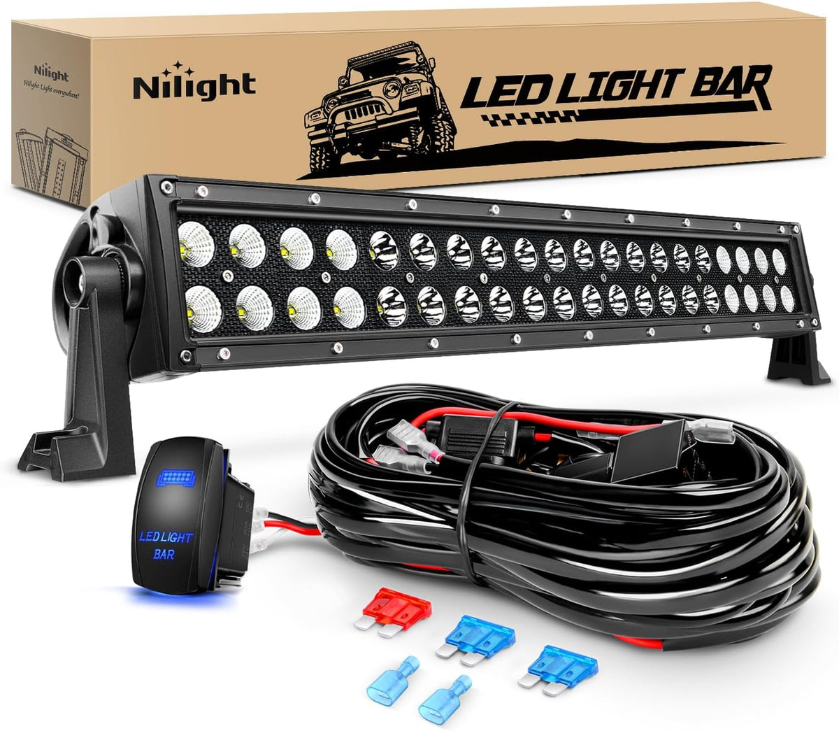 nilight led light bar 22 inch 120w flood, main product view