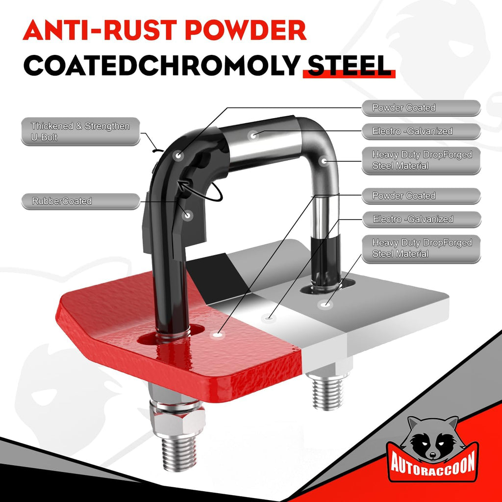 AUTORACCOON Hitch Tightener Anti-Rattle Clamp - Heavy Duty Hitch Stabilizer for 1.25" and 2" Trailer Hitches, Rubber Isolator and Anti-Rust Double Coating Protective