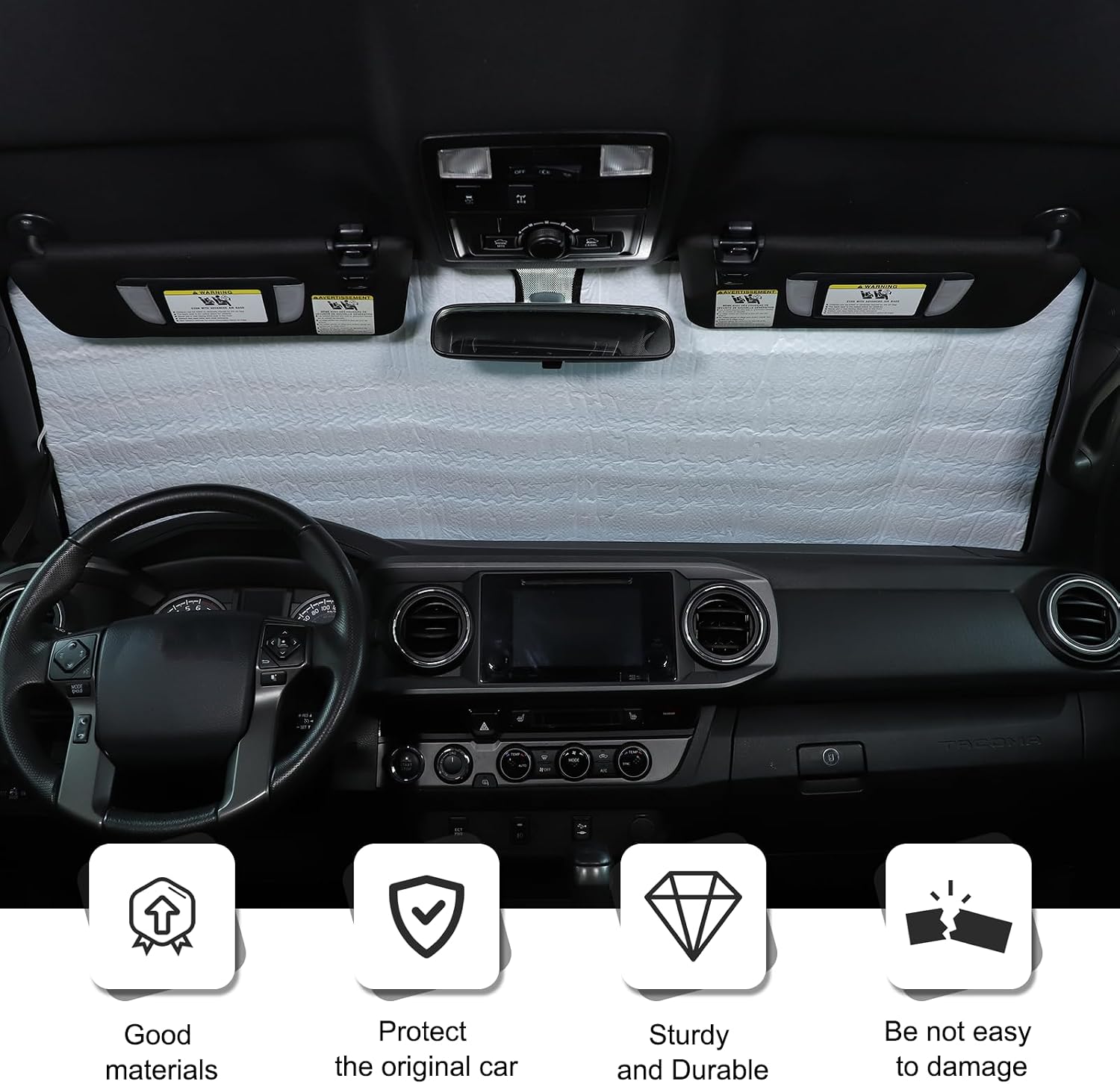 Car Windshield Sun Shade Compatible with Toyota Tacoma 2006-2026 Auto Windshield Sunshades Foldable Blocks UV Rays Sun Visor to Keep Your Vehicle Cool and Damage Free (Style C)