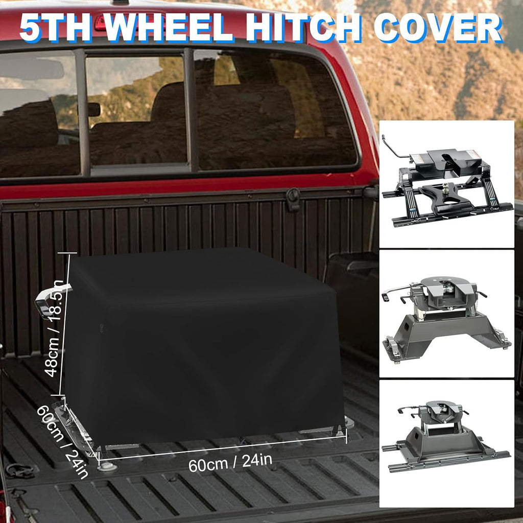 Waterproof 5th Wheel Hitch Cover for 15K-26K, 600D Oxford Fabric, Black