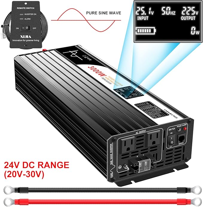 Xijia 3000W Pure Sine Wave Power Inverter DC24V to 110V 120V ac Converter 60HZ - Image 2