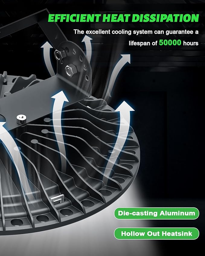 Viugreum High Bay LED Shop Lights, 200W UFO LED High Bay Light 20, 000LM 120V - Image 4