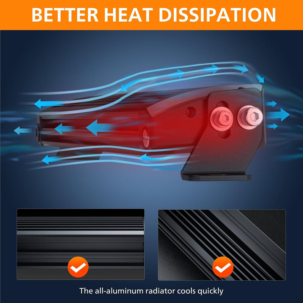 white amber led light bar 12 inch slim, side view