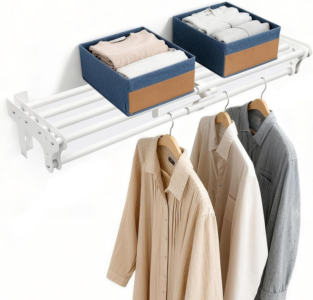 steel closet shelf with hanging rod, 28-48'' expandable, main product view