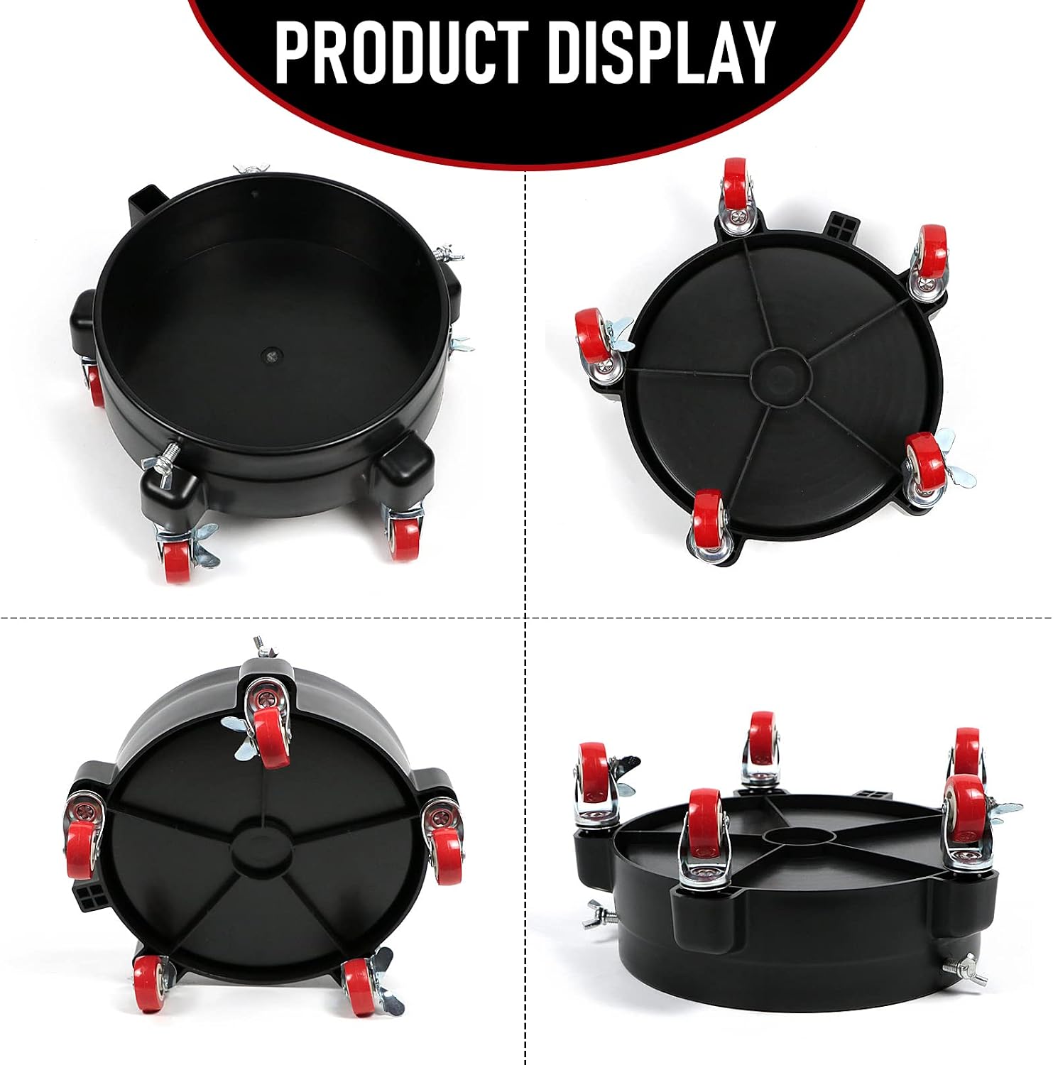 5 Gallon Bucket Dolly with Bucket Insert, Professional Car Wash Bucket Dolly with 5 Wheels and 2 Locking Casters for Car Washing, Detailing, Garage & More