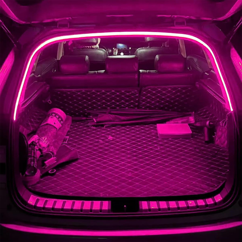 Car Trunk LED Light Strip, 157.5" Flexible Embedded Silicone Vehicle Interior Cargo Area Ambient Lighting, Automotive Trunk LED Light Strip Decor, Universal for SUV Van Truck (Pink Purple)