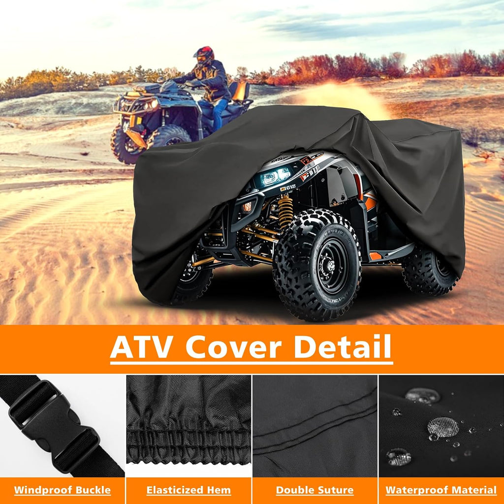 COVERVIN ATV Cover Waterproof, All Weather Rain and Sun Protection 4 Wheel Cover Quad Cover for Honda Suzuki Kawasaki Yamaha Polaris 86''L x 38''W x 42''H (XXL)