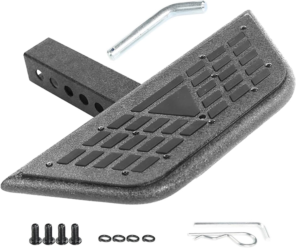 Universal Hitch Steps for Pickup Truck - Anti-Slip Solid Trailer Hitch Step for 2 Inch Receiver Hitch Accessories Rear Bumper Guard Protector for Car SUV ATV Upgraded Textured Black with Pin Lock