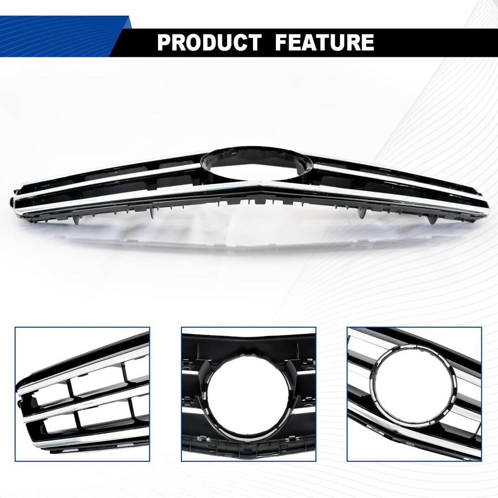 C300 Grill C300 Front Grille for Mercedes Benz W204 2008-2014 Chrome Black | C250 C300 C350 C200 2008-2014, NOT Fit for C63 AMG Style Sport Style
