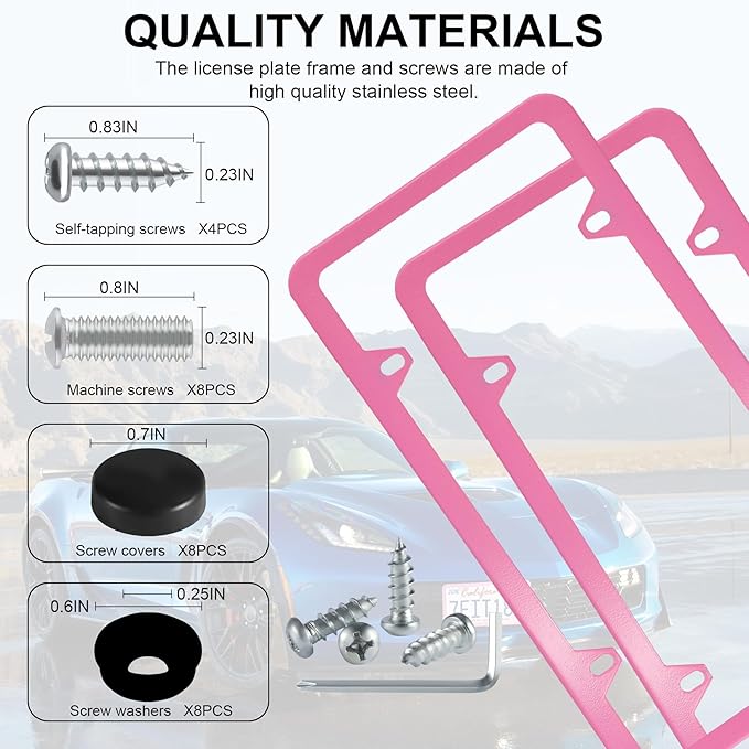 LivTee 4 Holes Stainless Steel License Plate Frames, Automotive Exterior - Image 4