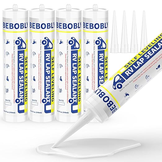 RV Roof Sealant, Self Leveling Lap Sealant White, RV Caulking Sealant Waterproof by BEBOBLY