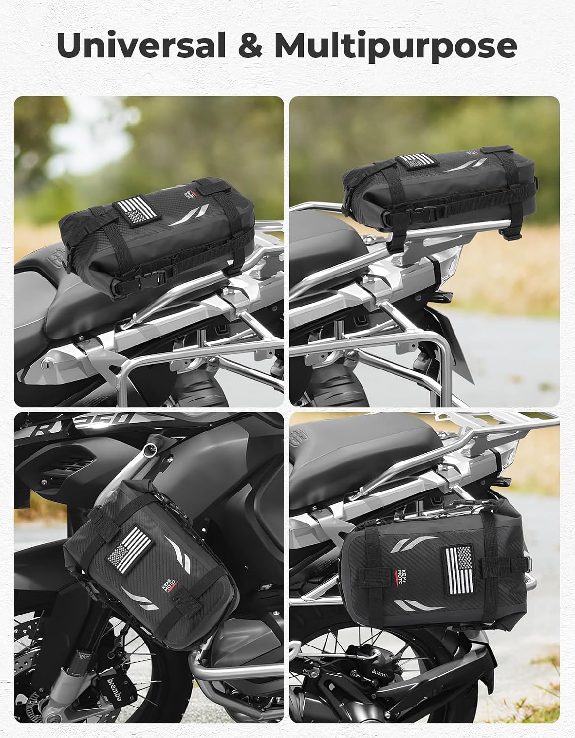 KEMIMOTO Dirt Bike Fender Tool Bag 3.5L PVC Waterproof Motorcycle Adventure Crash Bar Frame Bags Compatible with Surron Light Bee Talaria Motocross Enduro Electric Dirt Bike