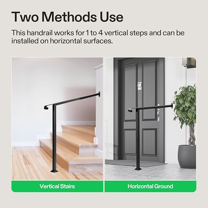 VIVOSUN Outdoor Handrail, 4 Step Stair Handrail, 47.5" x 39" Fits 1 to 4 Steps - Image 7